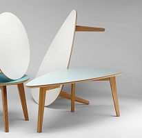 Contemporary coffee table FLOWERMDFlaminatetriangular