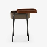 Contemporary bedside table COULISSwalnutlacquered metal steel baserectangular