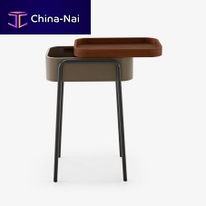 Contemporary bedside table COULISSwalnutlacquered metal steel baserectangular