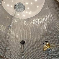 Waterfall shower glasswith hinged doorrectangular