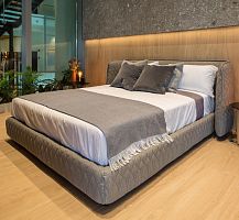 Double bed Redondocontemporaryupholsteredwith headboard