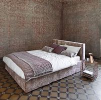 Double bed Brickcontemporaryupholsteredwith headboard