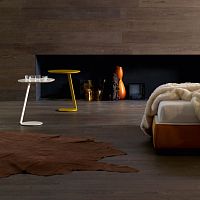 Contemporary side table Girolacquered woodmetal baseround