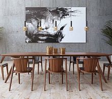 Contemporary dining table ROLY-POLYashAmerican walnutsolid wood base