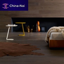 Contemporary side table Girolacquered woodmetal baseround