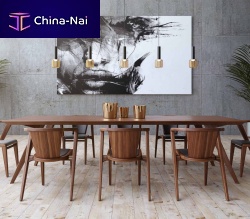 Contemporary dining table ROLY-POLYashAmerican walnutsolid wood base