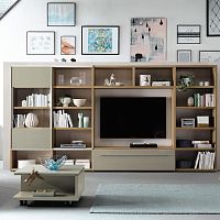 Contemporary TV wall unit TIMEwalnutglossy lacquered woodmodular