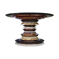 Contemporary table Agatemarblecopper baseamerican walnut base