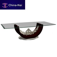 Classic coffee table Divusglasspolished stainless steel baserectangular