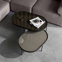 Contemporary nesting tables NONOtempered glassaluminum basepowder-coated steel base