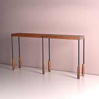 Contemporary sideboard table ALTAI walnutashmetal base