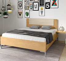 Double bed TIMEcontemporarywith upholstered headboardlacquered wood