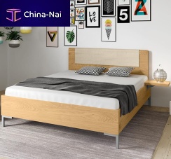Double bed TIMEcontemporarywith upholstered headboardlacquered wood
