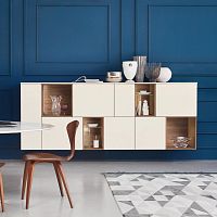Wall-mounted sideboard LAMPO L6C10contemporarywood veneerglass