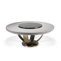 Contemporary table FASHION AFFAIRwoodenmetal baseround