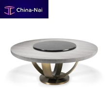 Contemporary table FASHION AFFAIRwoodenmetal baseround