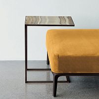 Contemporary side table QUADROsmoked glassfrosted glassceramic