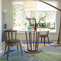 Contemporary table ECLIPSEglasswooden baserectangular