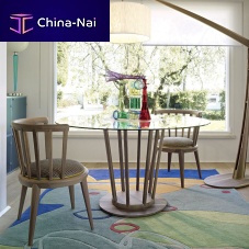 Contemporary table ECLIPSEglasswooden baserectangular
