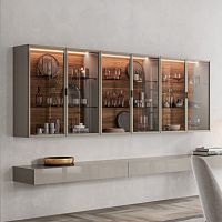Contemporary china cabinet FORTY-FIVEwalnutglassmelamine