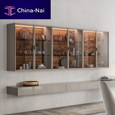 Contemporary china cabinet FORTY-FIVEwalnutglassmelamine