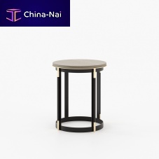 Contemporary side table LYSSAoakmarblemetal base