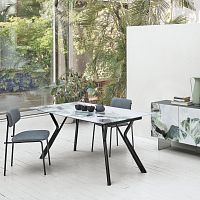 Contemporary table KATANA 130tempered glasslaminateporcelain stoneware