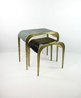 Contemporary nesting tables TB FLUCTUSsea Pen Shellshagreenbrass base