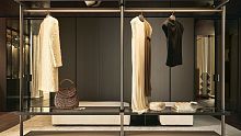 Contemporary walk-in wardrobe LEXINGTONsmoked glasspainted aluminummelamine