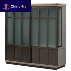 Contemporary display cabinet SYMBIOSEfree-standingglasswooden
