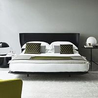Double bed Alyscontemporarywith upholstered headboardleather