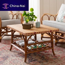 Contemporary coffee table BAGATELLEplywoodrattanrattan base