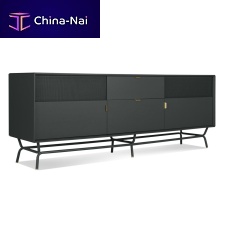Contemporary sideboard DANG 2wood veneerpowder-coated steelperforated sheet metal