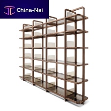 Free-standing bookcase YOUNG HOLDENmodularcontemporaryAmerican walnut