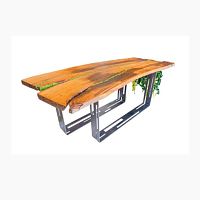 Contemporary table TABLE-CONSOLEantique oakmetal baserectangular