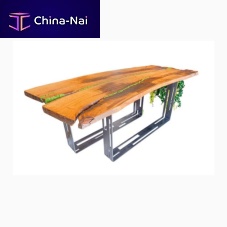 Contemporary table TABLE-CONSOLEantique oakmetal baserectangular
