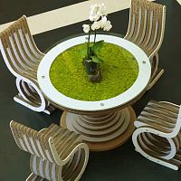 Original design table CLESSIDRA - LICHENSglasswooden basecardboard base