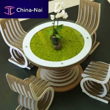 Original design table CLESSIDRA - LICHENSglasswooden basecardboard base