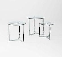Contemporary side table RAJ 2glassaluminumstainless steel