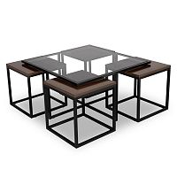 Contemporary coffee table Zagreb glasswalnutmetal base