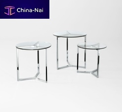 Contemporary side table RAJ 2glassaluminumstainless steel