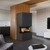 Wood-burning fireplace HEB/BLACKfree-standingwall3-sided