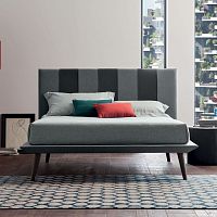 Double bed ABACOcontemporaryupholsteredwith headboard