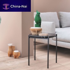 Contemporary side table NIOBEmarblesteel baseround