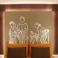 Double bed headboard original designmetalwith lights