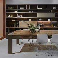Contemporary shelf LINE SYSTEMwoodenwith storage compartment