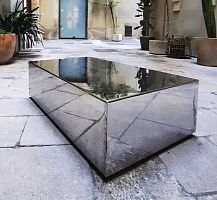Contemporary coffee table Monolithpolished stainless steelstainless steel baserectangular