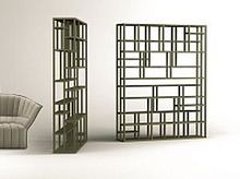Contemporary shelf DOUBLE ACCESSwoodenlacquered wood