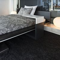 Contemporary side table SLIDERCorian®solid wood basemelamine base