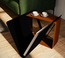Contemporary side table JOINmetalmetal basewith magazine rack